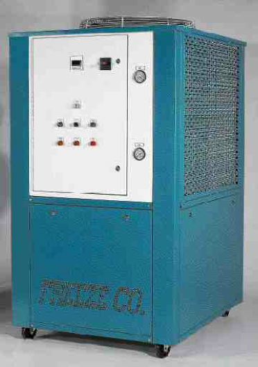 Freeze Co. Systems' FCAC series of portable process water chillers (above) come with free wheeling caster mounting and integrated controls. Mokon's Iceman SC uses hot-gas bypass to prolong compressor life.