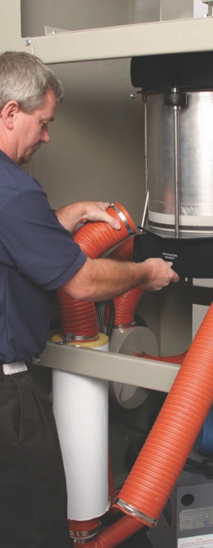 Check the integrity of the hoses in a dryer to ensure that adequate air volume and temperature are maintained.